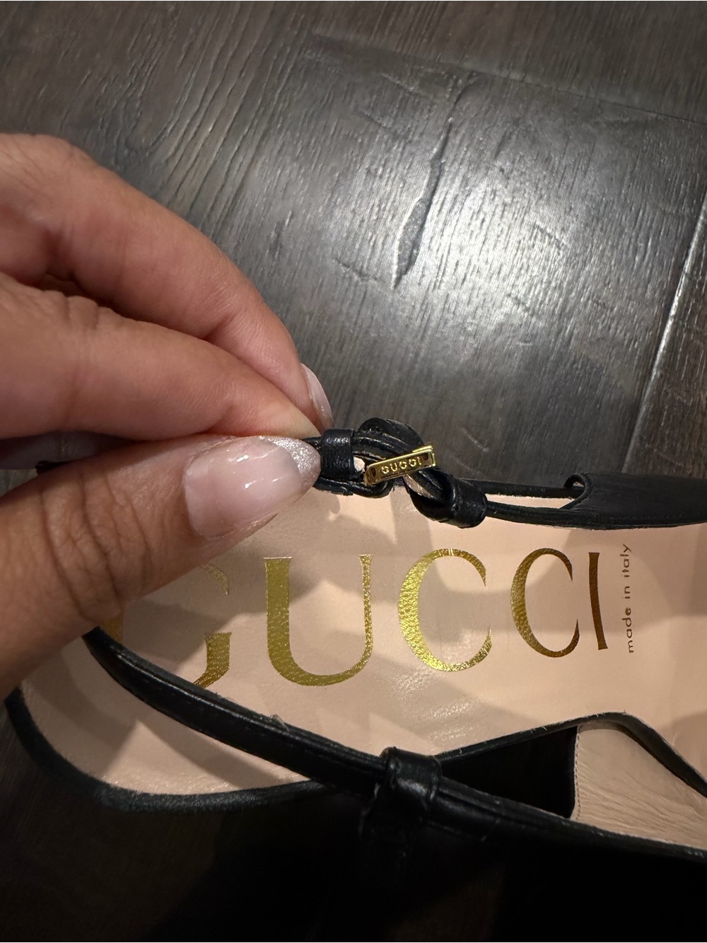 Gucci Black Leather Slingback Pumps with Gold Horsebit - Picture 8 of 16
